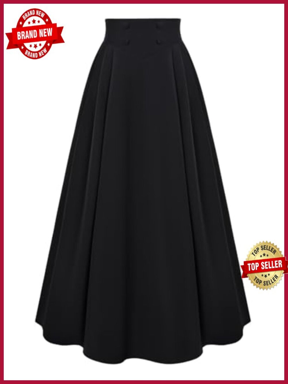 High Waisted A Line Maxi Skirt with Pockets Vintage Renaissance